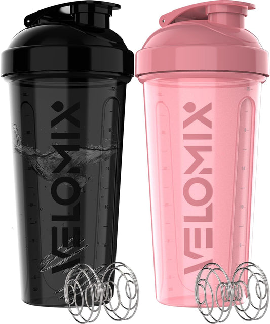 2 Set Shaker Bottles 2 Pack- 28 Oz Protein Shaker Bottles for Protein Mixes - 2X Wire Whisk | Leak Proof Shaker Cups for Protein Shakes | Protein Shaker Bottle Pack