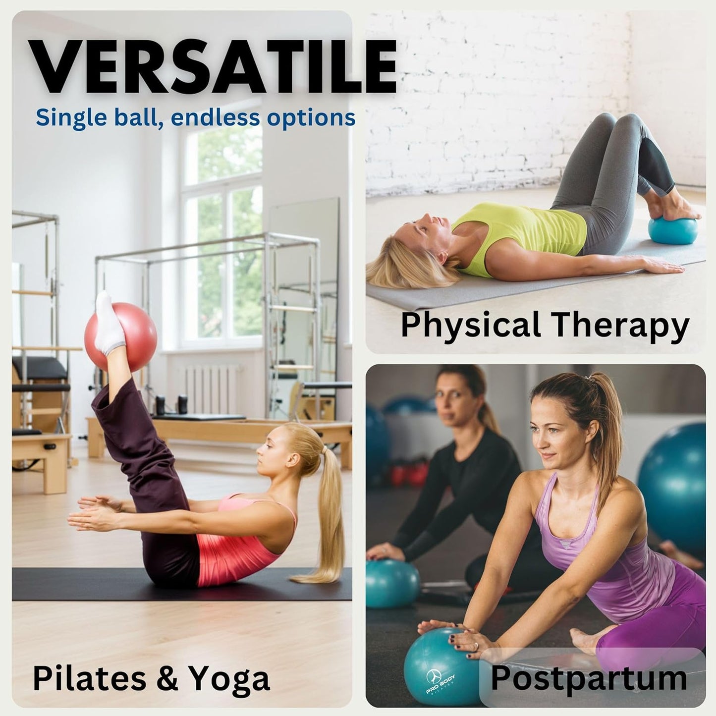 9 inch Yoga Pilates Fitness Physical Therapy Ball for core Balance Barre Rehab Flexibility Training