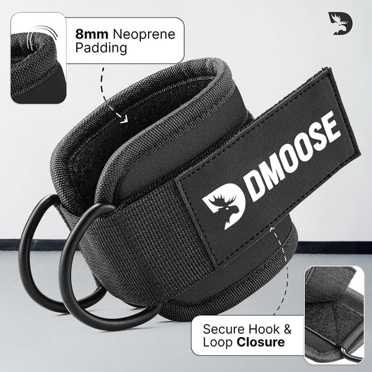 Ankle Straps for Cable Machines - One Size Fit with Premium Padding, Glute Kickback Ankle Strap, Cable Attachments for Gym, Booty Workouts, Leg Extension & Hip Abductors