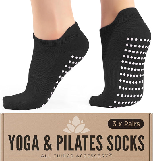 Pilates Grip Socks for Women, Non Slip Yoga Socks, AUS 6–10 | Cotton Rich, Breathable Comfort, Silicone Grip Sole, Reformer & Barre Ready