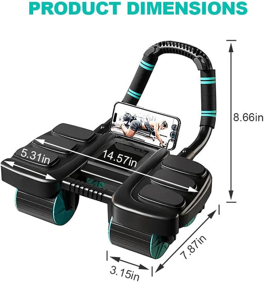 Ab Roller Wheel, Automatic Rebound with Elbow Support & 4-Wheel Design, Core Exercise Equipment for Home Gym, Abdominal Workout Machine for Men/Women, Belly Fat Burner, Portable Fitness Roller Wheel