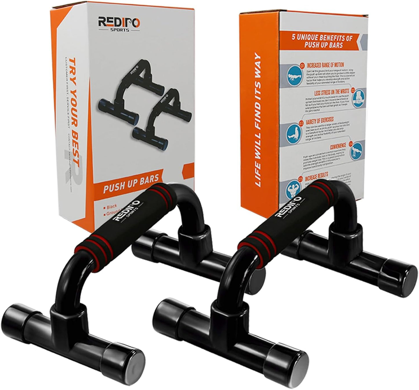 Push up Bars Strength Training - Workout Stands with Ergonomic Push-Up Bracket Board with Non-Slip Sturdy Structure Portable for Home Fitness Training Push up Stands Handle for Floor Workouts (Black)