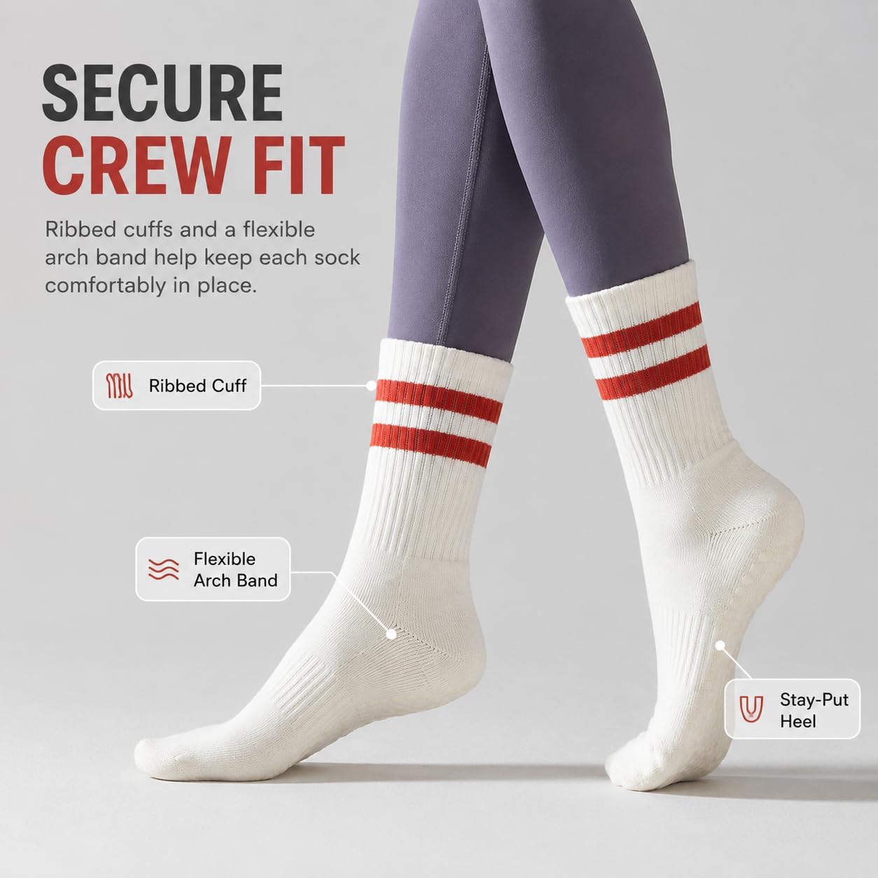 5 Pairs Pilates Grip Socks for Women, Full-Sole Silicone Grips and Ribbed Cuffs for Pilates, Barre, Yoga and Home Workouts.