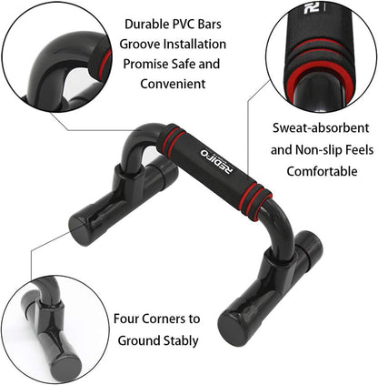 Push up Bars Strength Training - Workout Stands with Ergonomic Push-Up Bracket Board with Non-Slip Sturdy Structure Portable for Home Fitness Training Push up Stands Handle for Floor Workouts (Black)