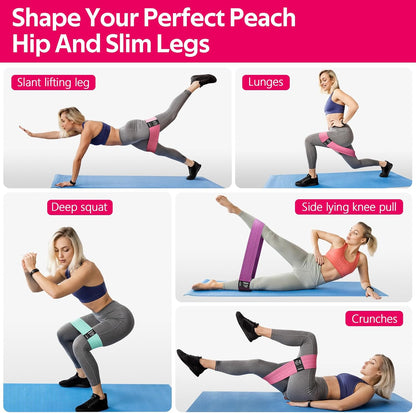 Resistance Bands for Working Out, Fabric Exercise Bands for Legs and Butt, Workout Bands for Women and Men, Booty Band for Yoga Starter Set, Pilates, Rehab