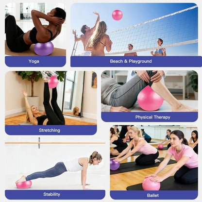 9 inch Yoga Pilates Fitness Physical Therapy Ball for core Balance Barre Rehab Flexibility Training