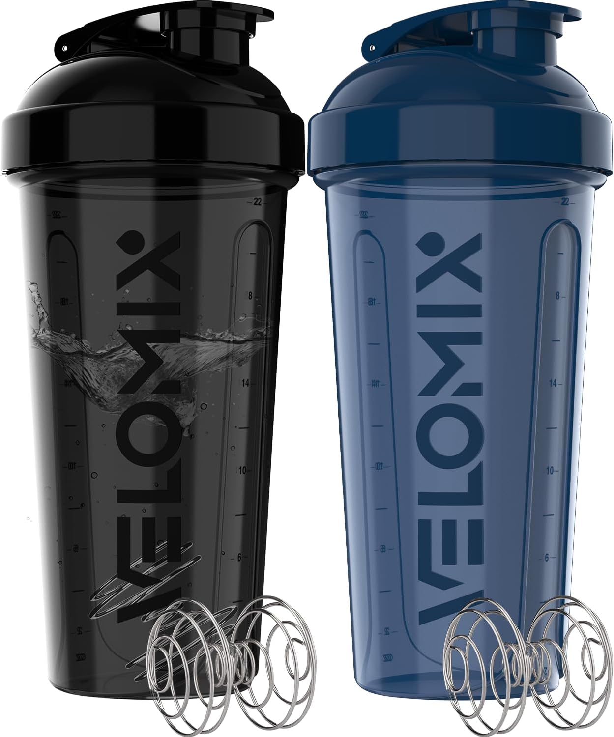 2 Set Shaker Bottles 2 Pack- 28 Oz Protein Shaker Bottles for Protein Mixes - 2X Wire Whisk | Leak Proof Shaker Cups for Protein Shakes | Protein Shaker Bottle Pack