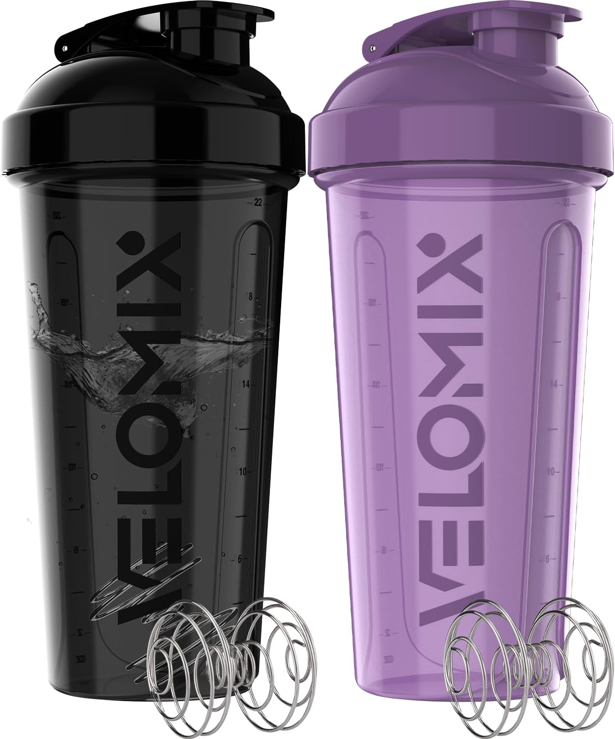 2 Set Shaker Bottles 2 Pack- 28 Oz Protein Shaker Bottles for Protein Mixes - 2X Wire Whisk | Leak Proof Shaker Cups for Protein Shakes | Protein Shaker Bottle Pack