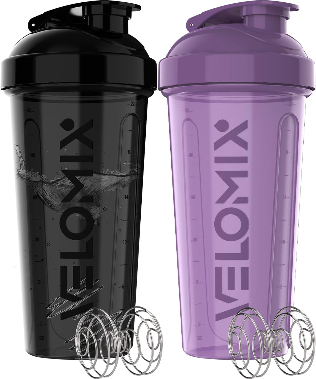 2 Set Shaker Bottles 2 Pack- 28 Oz Protein Shaker Bottles for Protein Mixes - 2X Wire Whisk | Leak Proof Shaker Cups for Protein Shakes | Protein Shaker Bottle Pack