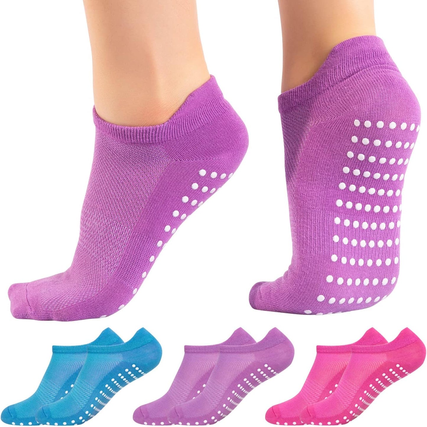 Pilates Grip Socks for Women, Non Slip Yoga Socks, AUS 6–10 | Cotton Rich, Breathable Comfort, Silicone Grip Sole, Reformer & Barre Ready