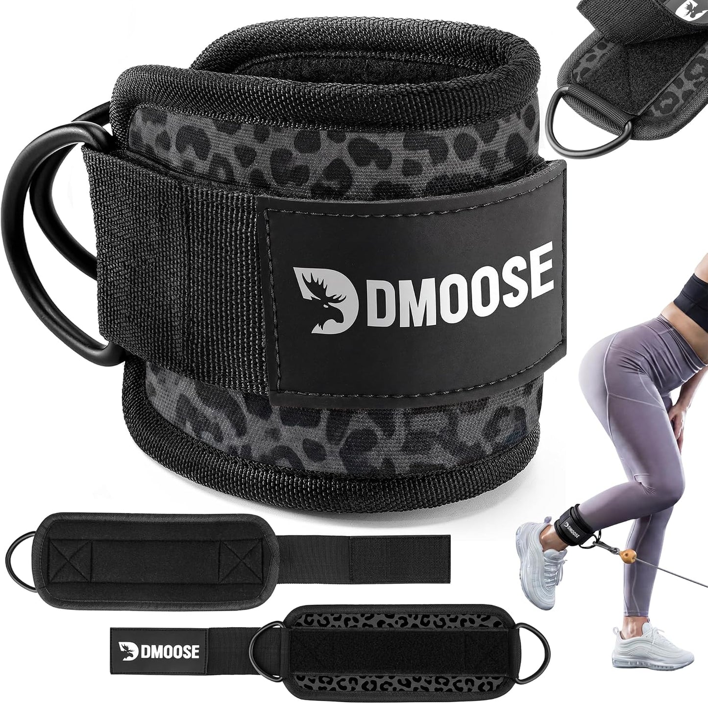 Ankle Straps for Cable Machines - One Size Fit with Premium Padding, Glute Kickback Ankle Strap, Cable Attachments for Gym, Booty Workouts, Leg Extension & Hip Abductors