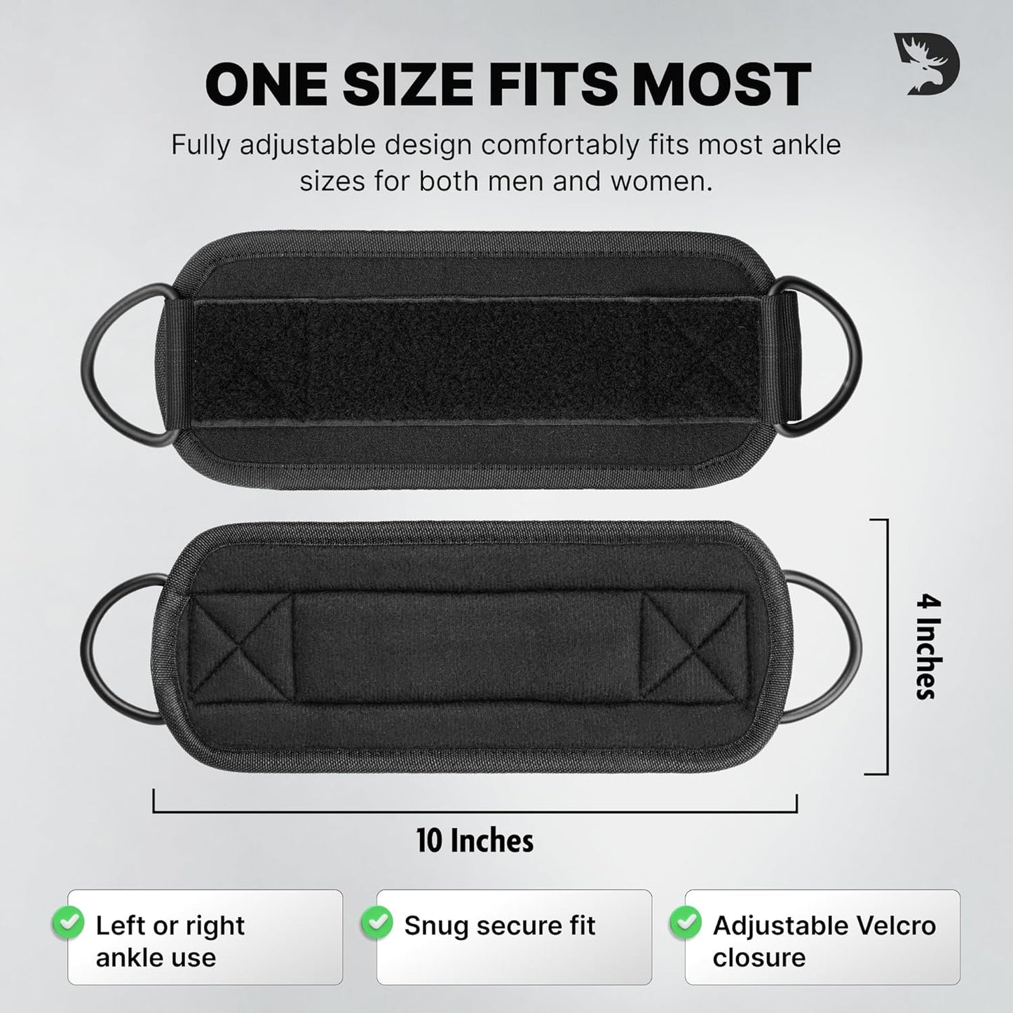 Ankle Straps for Cable Machines - One Size Fit with Premium Padding, Glute Kickback Ankle Strap, Cable Attachments for Gym, Booty Workouts, Leg Extension & Hip Abductors