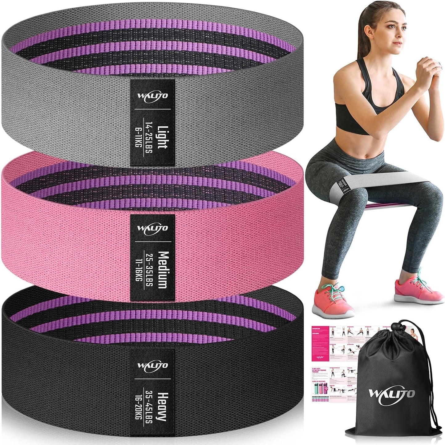 Resistance Bands for Working Out, Fabric Exercise Bands for Legs and Butt, Workout Bands for Women and Men, Booty Band for Yoga Starter Set, Pilates, Rehab