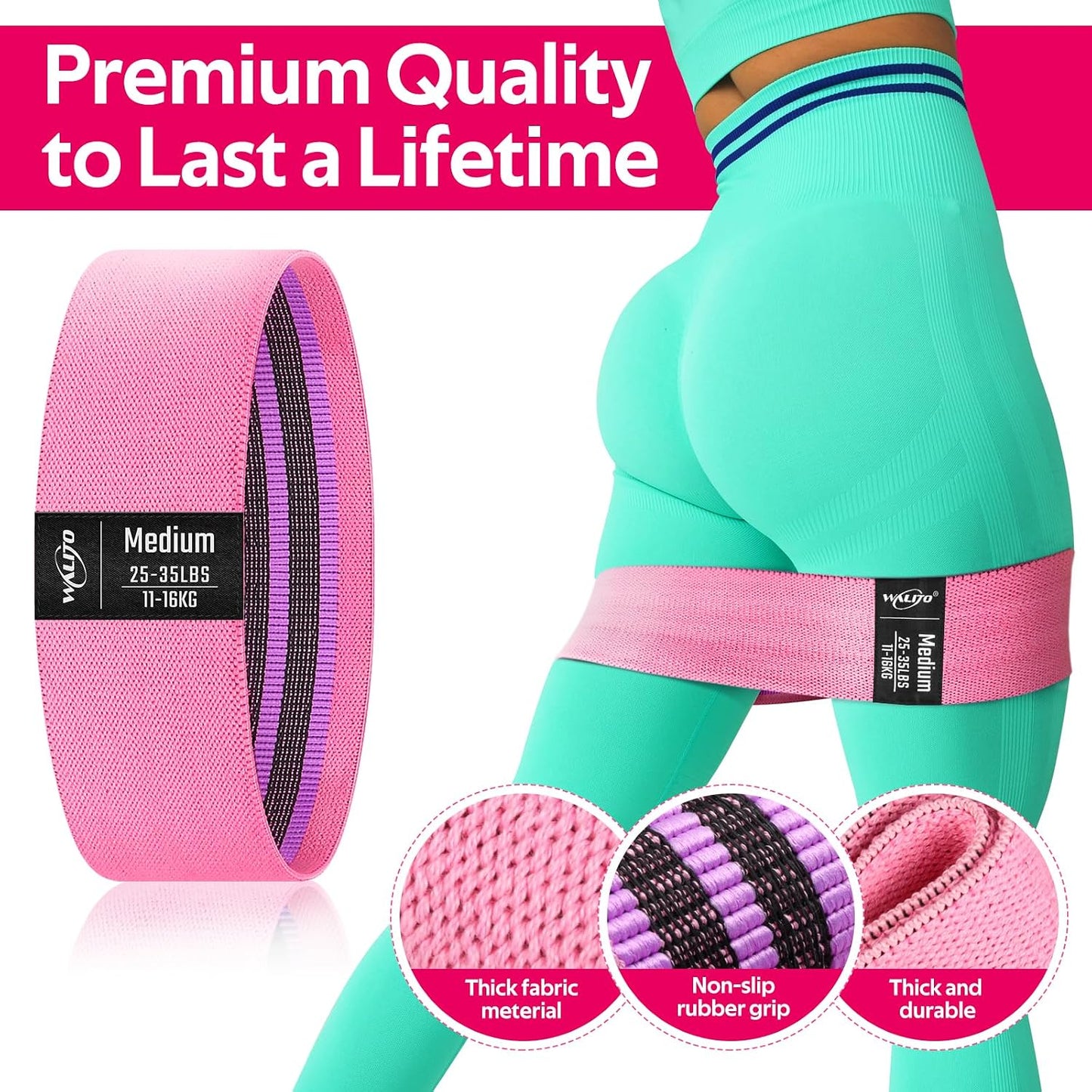 Resistance Bands for Working Out, Fabric Exercise Bands for Legs and Butt, Workout Bands for Women and Men, Booty Band for Yoga Starter Set, Pilates, Rehab