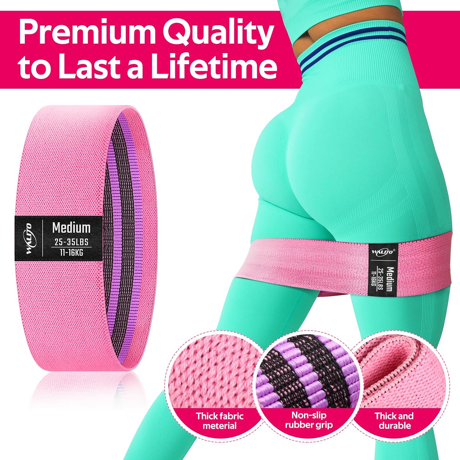 Resistance Bands for Working Out, Fabric Exercise Bands for Legs and Butt, Workout Bands for Women and Men, Booty Band for Yoga Starter Set, Pilates, Rehab