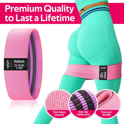 Resistance Bands for Working Out, Fabric Exercise Bands for Legs and Butt, Workout Bands for Women and Men, Booty Band for Yoga Starter Set, Pilates, Rehab