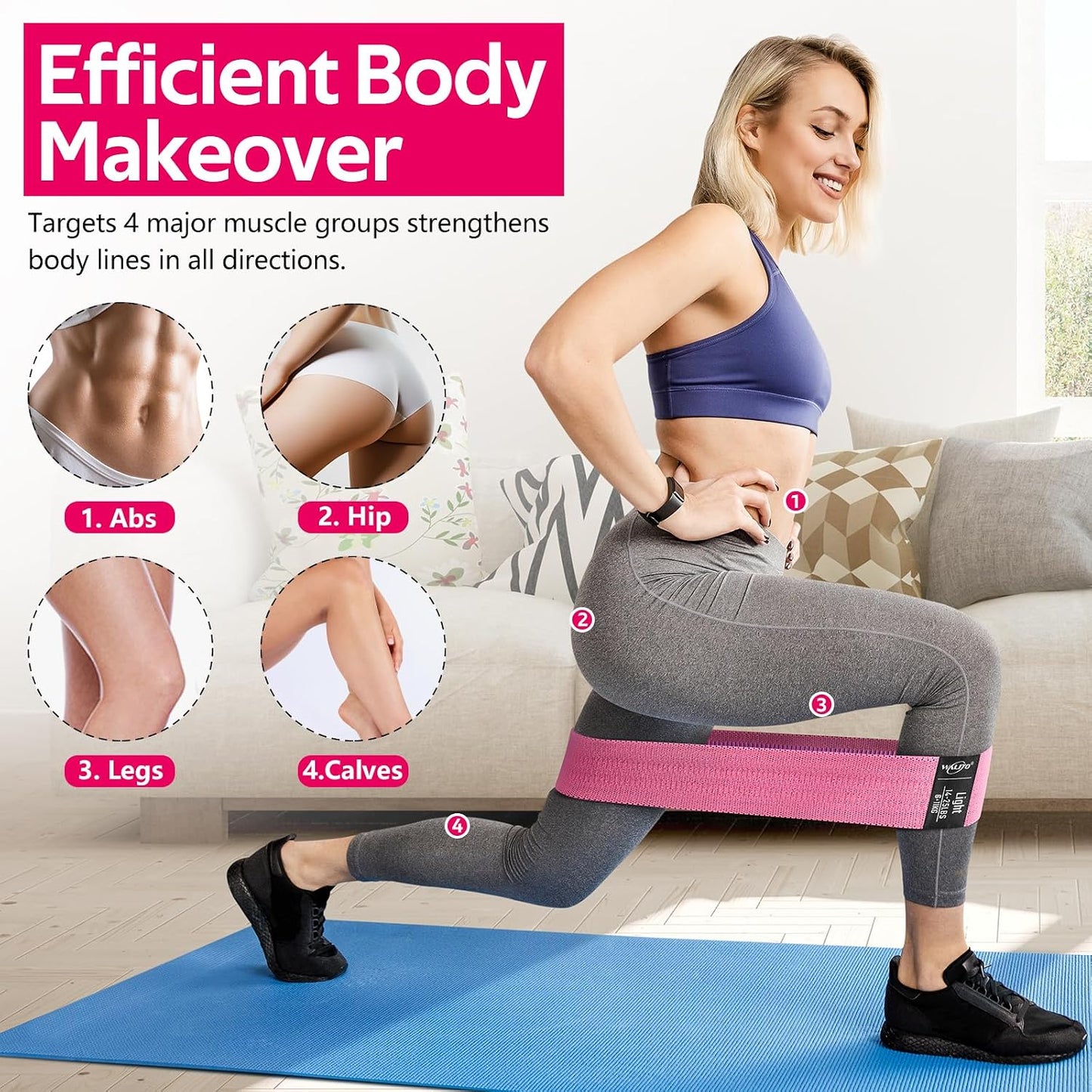 Resistance Bands for Working Out, Fabric Exercise Bands for Legs and Butt, Workout Bands for Women and Men, Booty Band for Yoga Starter Set, Pilates, Rehab