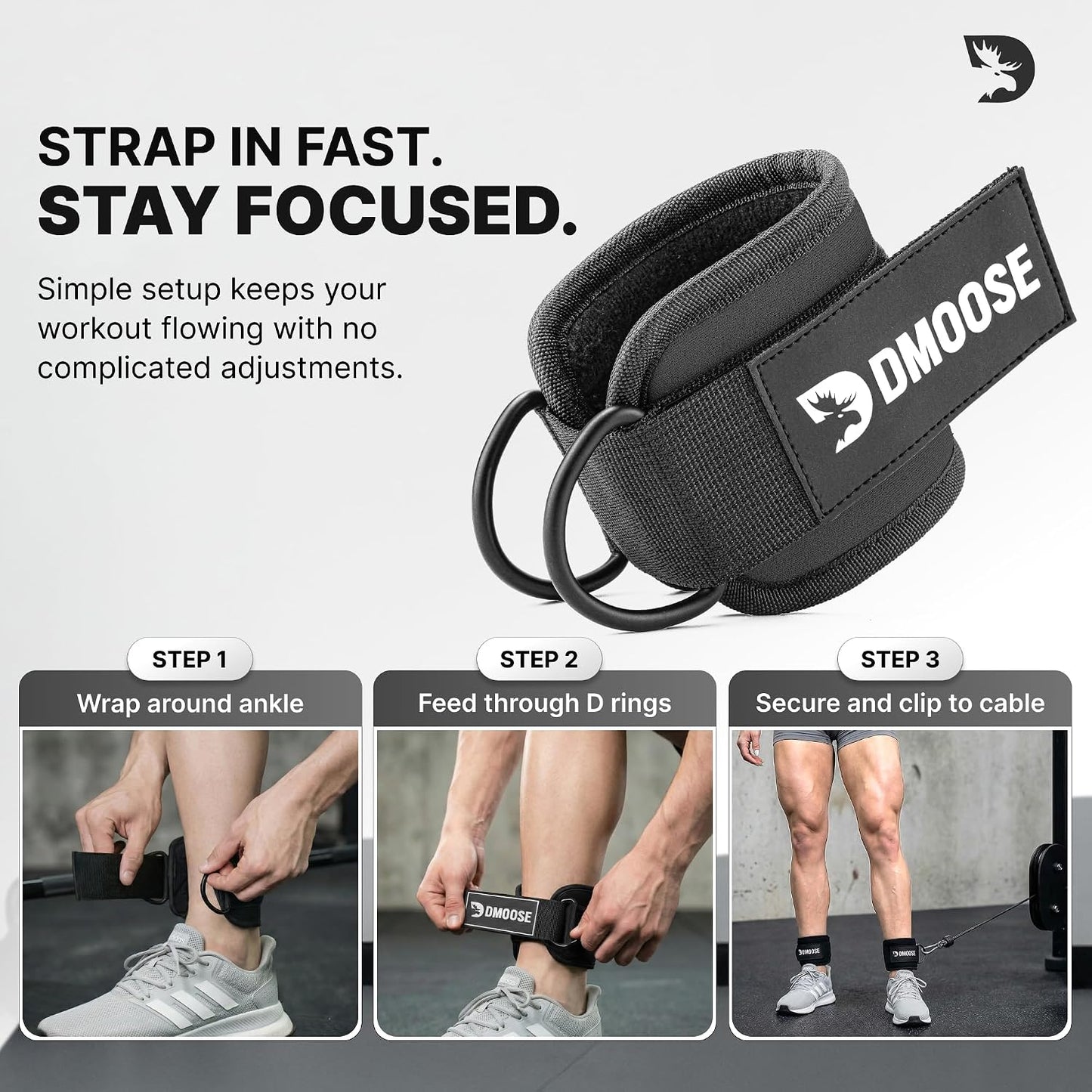 Ankle Straps for Cable Machines - One Size Fit with Premium Padding, Glute Kickback Ankle Strap, Cable Attachments for Gym, Booty Workouts, Leg Extension & Hip Abductors