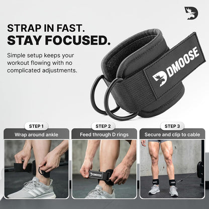 Ankle Straps for Cable Machines - One Size Fit with Premium Padding, Glute Kickback Ankle Strap, Cable Attachments for Gym, Booty Workouts, Leg Extension & Hip Abductors