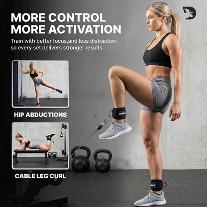 Ankle Straps for Cable Machines - One Size Fit with Premium Padding, Glute Kickback Ankle Strap, Cable Attachments for Gym, Booty Workouts, Leg Extension & Hip Abductors