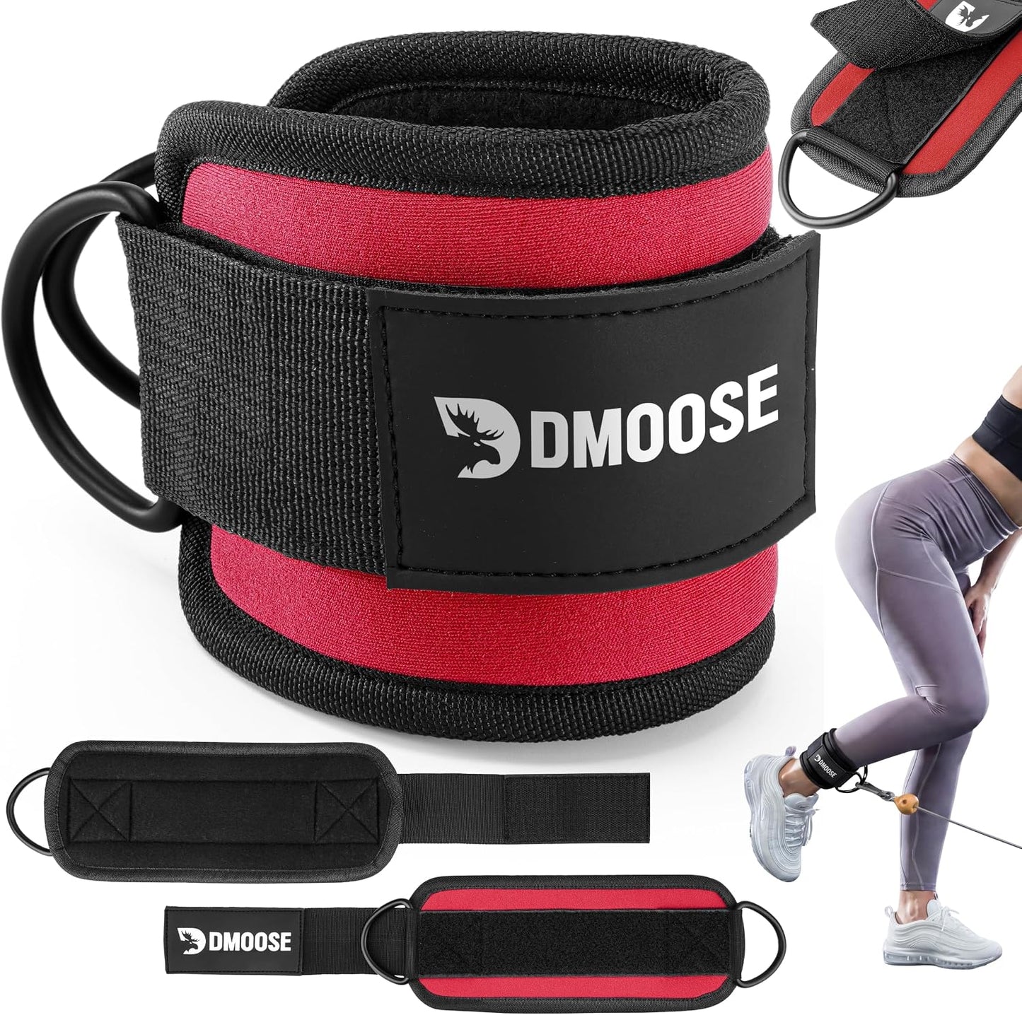 Ankle Straps for Cable Machines - One Size Fit with Premium Padding, Glute Kickback Ankle Strap, Cable Attachments for Gym, Booty Workouts, Leg Extension & Hip Abductors