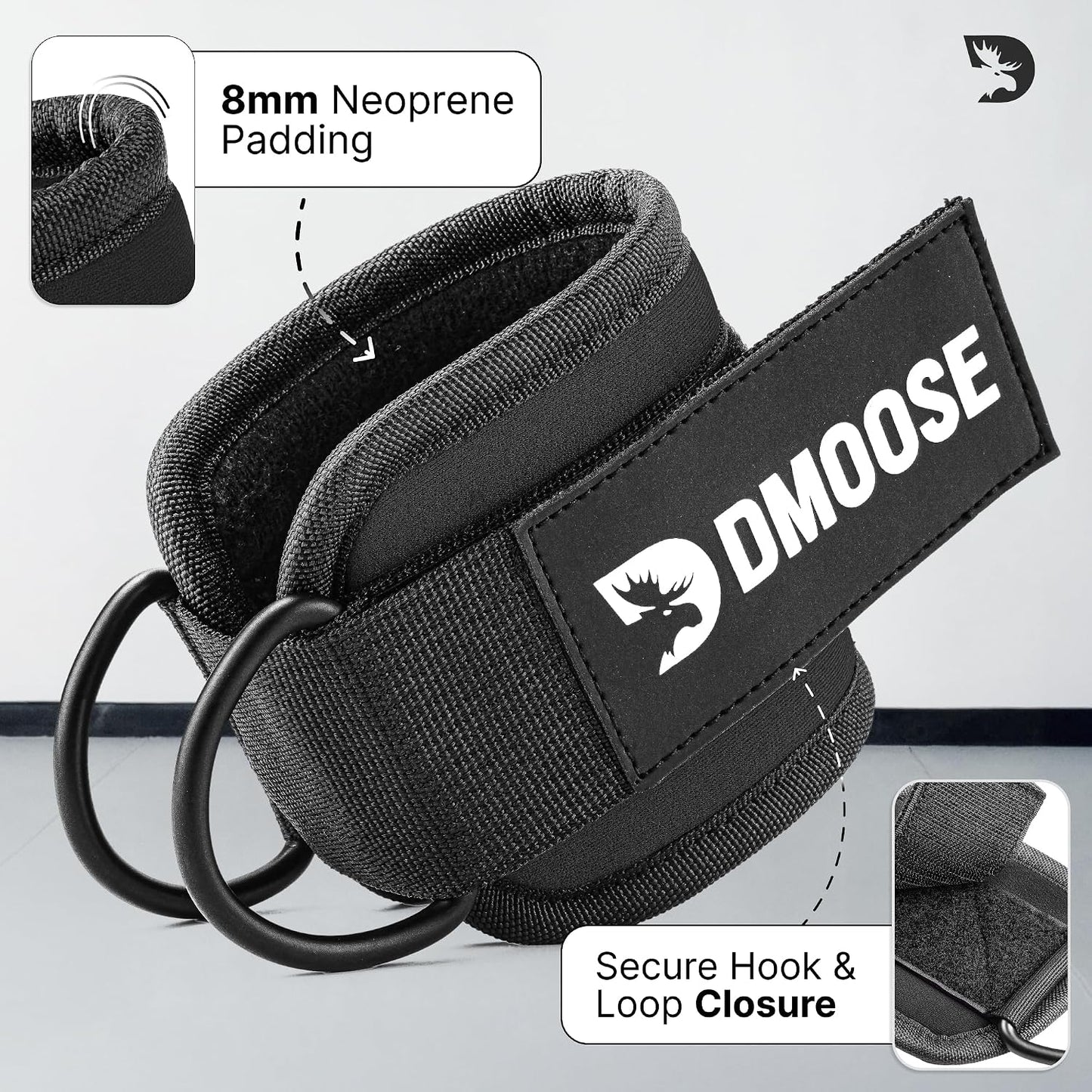 Ankle Straps for Cable Machines - One Size Fit with Premium Padding, Glute Kickback Ankle Strap, Cable Attachments for Gym, Booty Workouts, Leg Extension & Hip Abductors