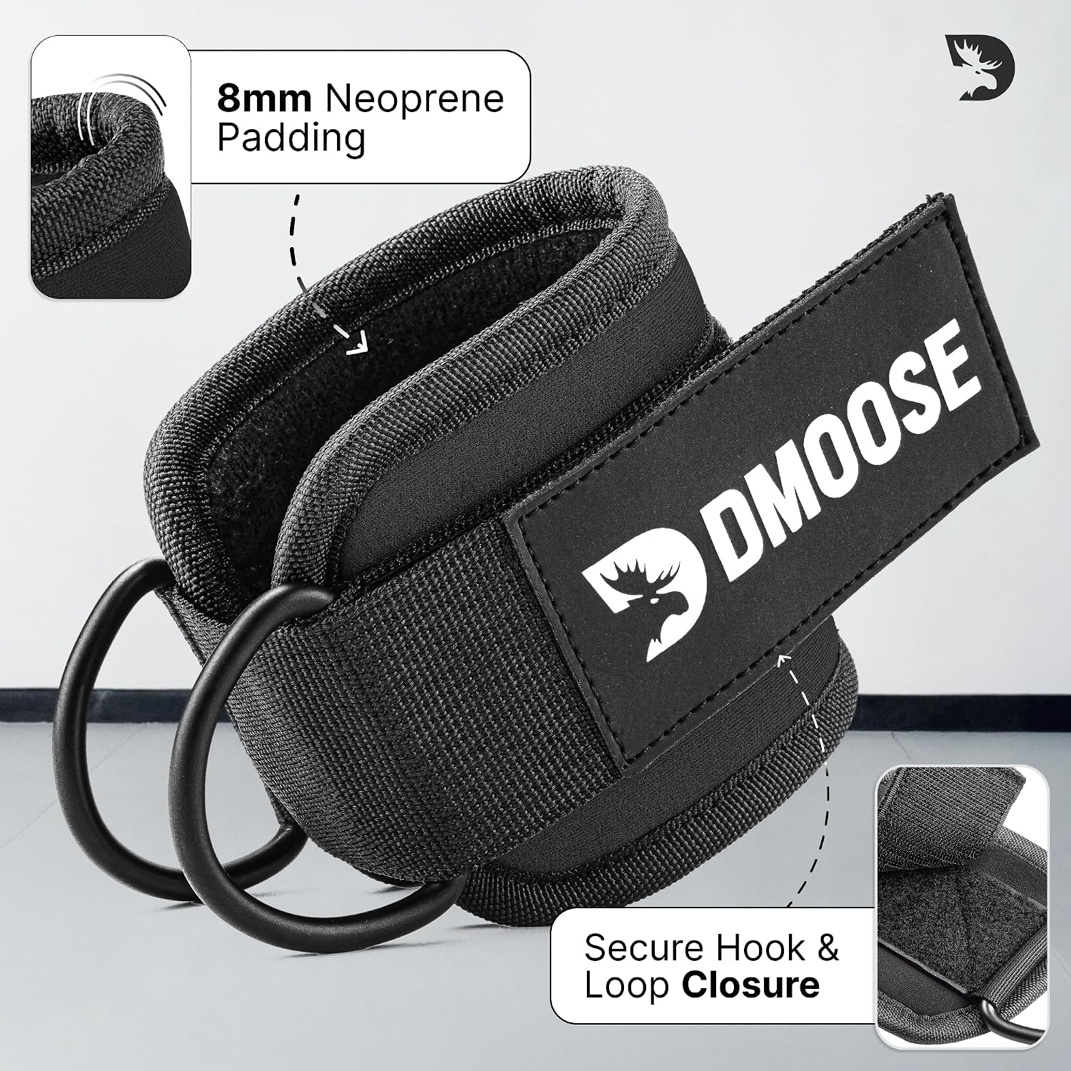 Ankle Straps for Cable Machines - One Size Fit with Premium Padding, Glute Kickback Ankle Strap, Cable Attachments for Gym, Booty Workouts, Leg Extension & Hip Abductors