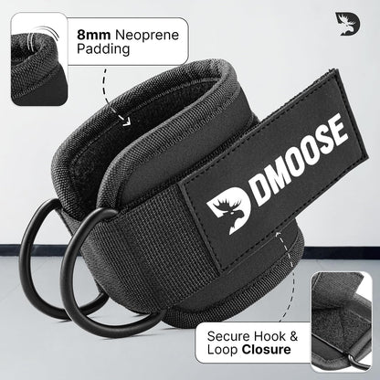 Ankle Straps for Cable Machines - One Size Fit with Premium Padding, Glute Kickback Ankle Strap, Cable Attachments for Gym, Booty Workouts, Leg Extension & Hip Abductors