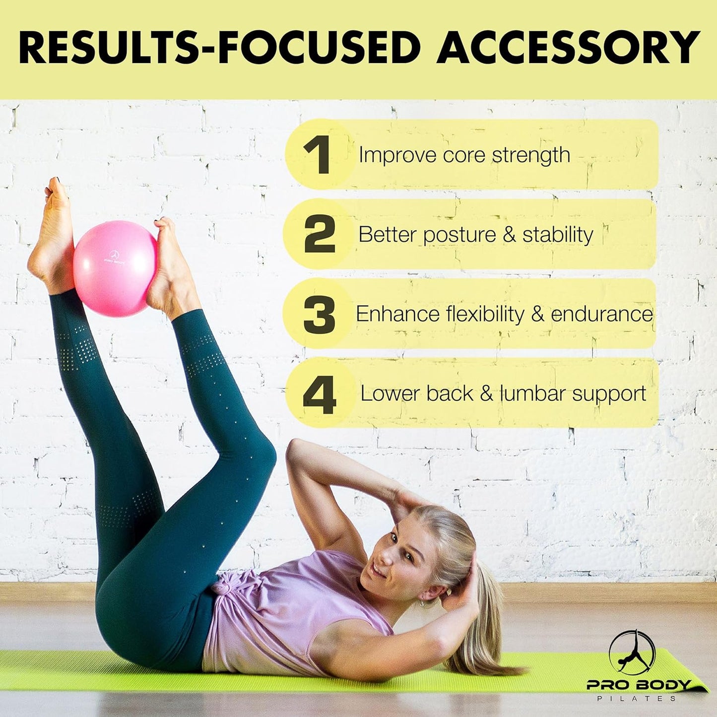 9 inch Yoga Pilates Fitness Physical Therapy Ball for core Balance Barre Rehab Flexibility Training